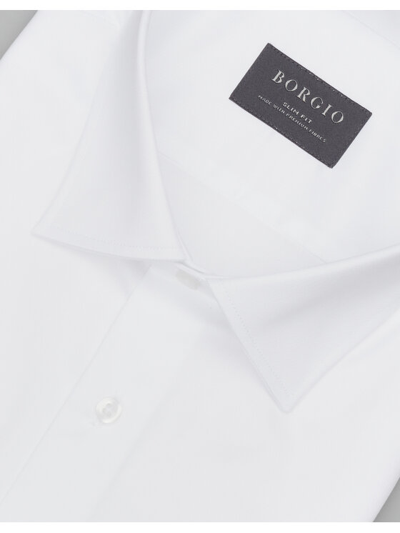 Borgio Borgio Koszula manziana Biały Slim Fit