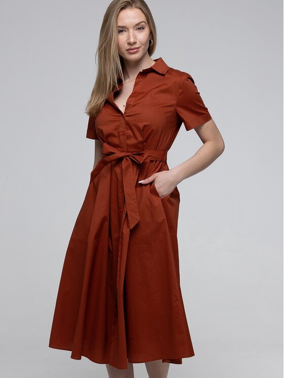 Perso Perso Sukienka letnia RBE265729F Brązowy Regular Fit