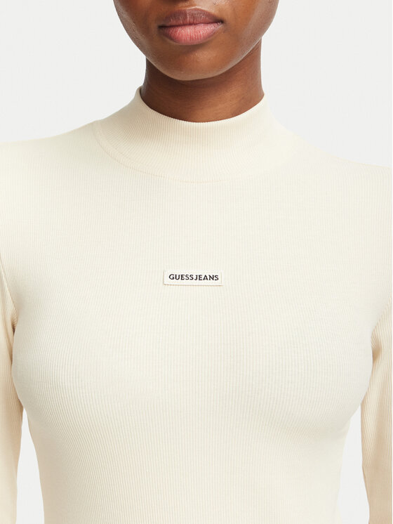 Guess Jeans Guess Jeans Blusa W6BP06 K5471 Beige chiaro Slim Fit