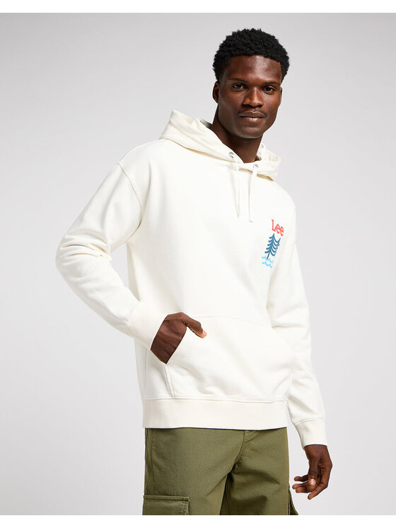 Lee Lee Bluza GRAPHIC HOODIE Biały Regular Fit