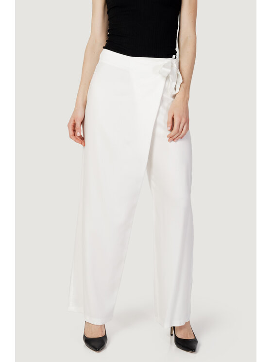 Hanny Deep Hanny Deep Pantaloni palazzo TINTA UNITA DELFIN Bianco Palazzo Fit