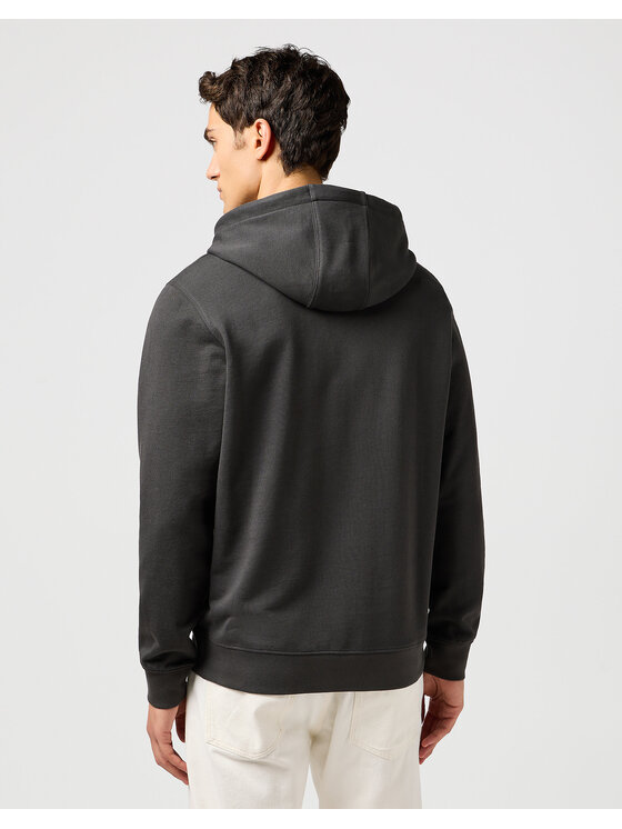 Wrangler Wrangler Bluza SIGN OFF HOODIE Czarny Regular Fit