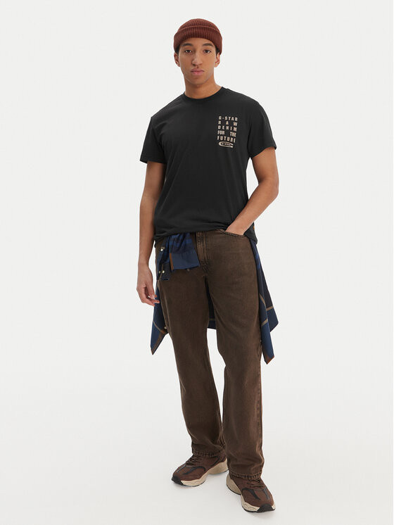 G-Star Raw G-Star Raw Tricou Text Chest D25968-C506 Negru Regular Fit