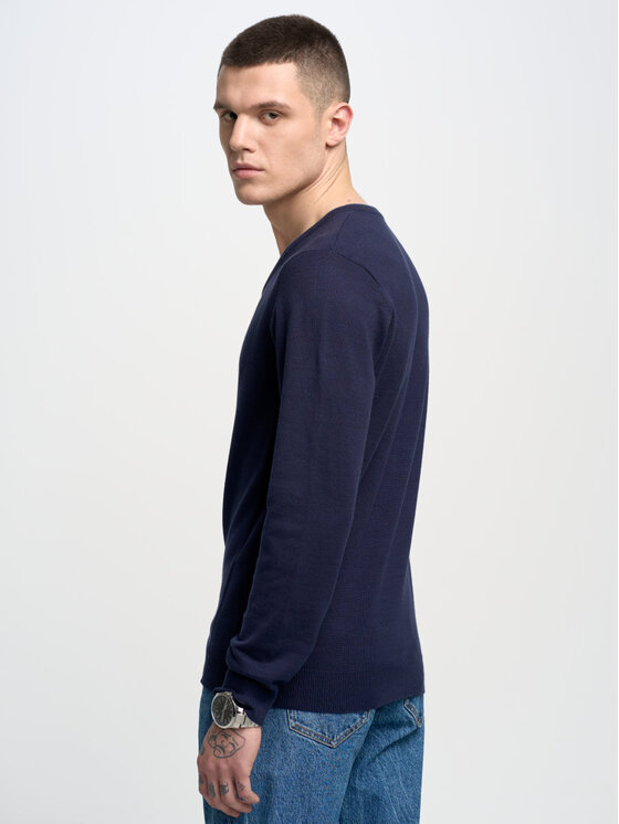 BIG STAR BIG STAR Sweter VASON_403_160 Granatowy Basic Fit