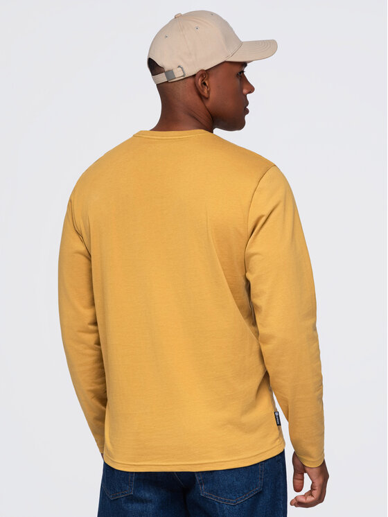 Ombre Ombre Longsleeve OM-LSBL-0142 Żółty Regular Fit