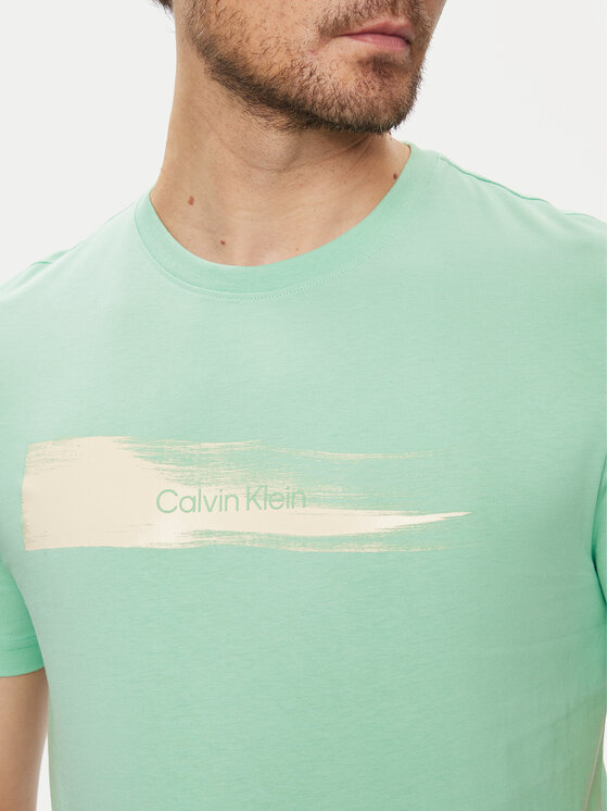 Calvin Klein Calvin Klein T-Shirt Brush Logo K10K113113 Zelená Regular Fit
