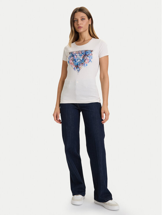 Guess Guess Tričko W5BI29 J1314 Écru Slim Fit