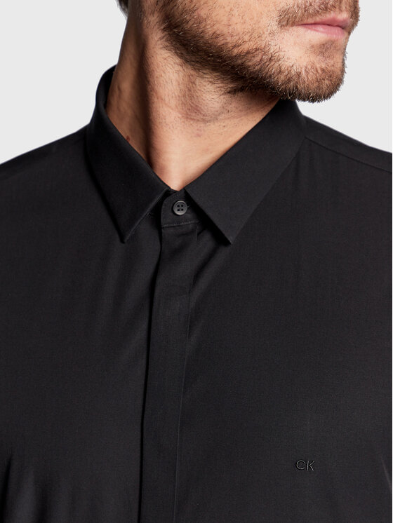Calvin Klein Calvin Klein Srajca Hidden K10K109891 Črna Extra Slim Fit
