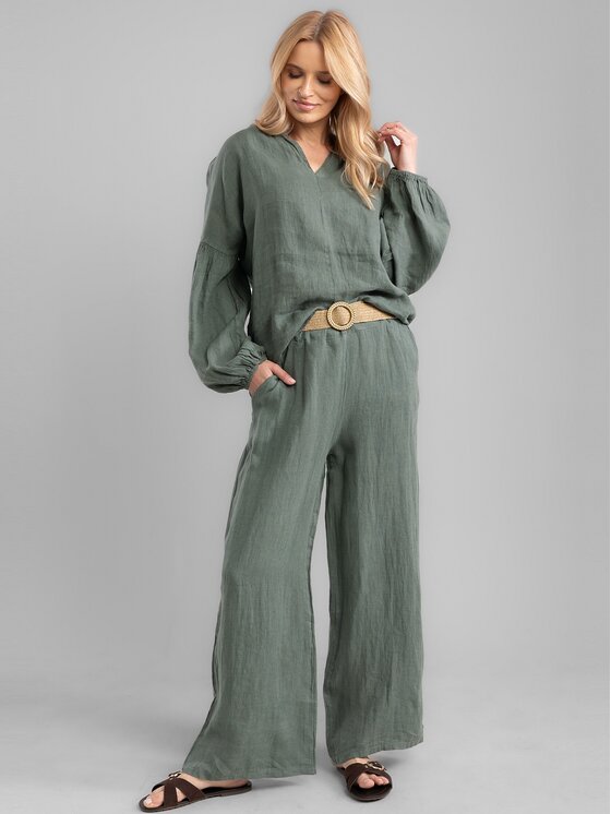 Perso Perso Dámské kalhoty PTE255056F Khaki Regular Fit