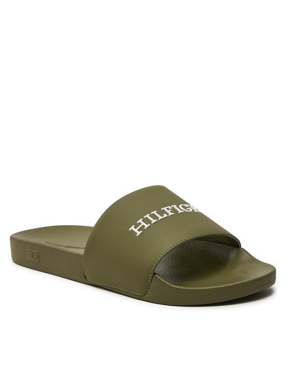 Tommy Hilfiger Tommy Hilfiger Klapki Hilfiger Raised Pool Slide FM0FM05022 Zielony