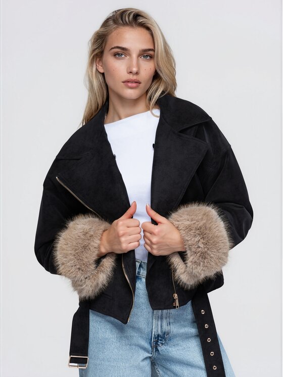 Ombre Ombre Bunda pro přechodné období OW-JT-E0013 Černá Regular Fit