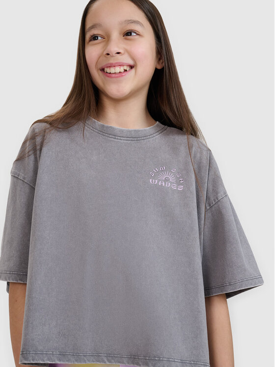 4F 4F T-Shirt SWELLS OF THE OCEAN Szary Oversize