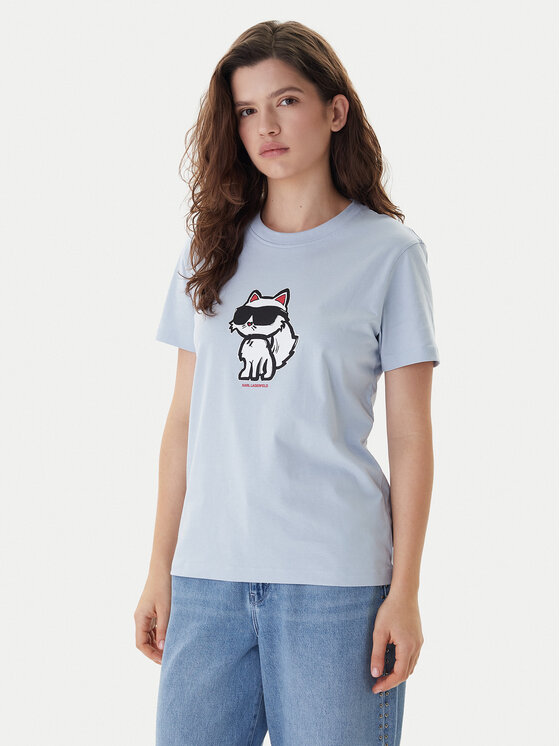 KARL LAGERFELD Tricou A1W17128 Albastru celest Regular Fit