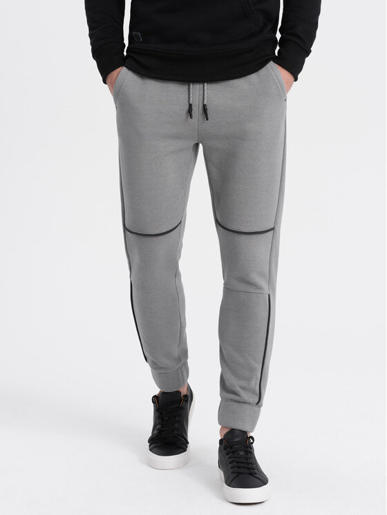 Ombre Ombre Spodnie dresowe OM-PASK-0145 Szary Regular Fit