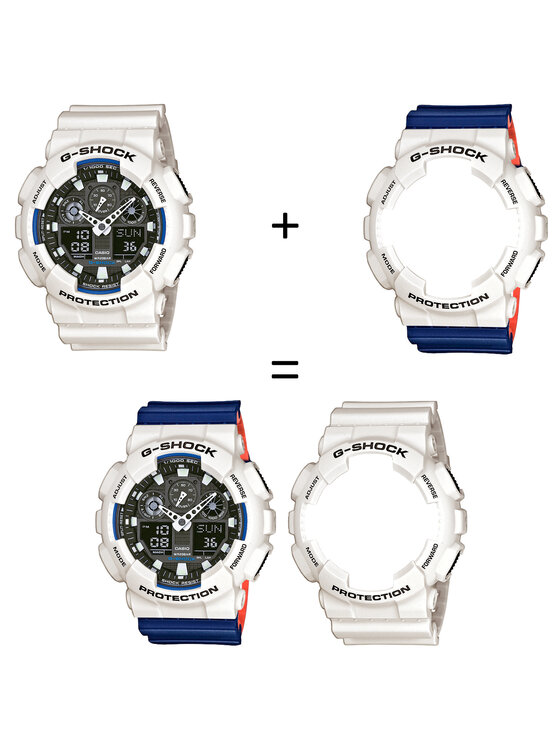 Casio Casio Zegarek SET GA-100B-7AER + BEZEL 10395292 + PASEK 10527467 Niebieski
