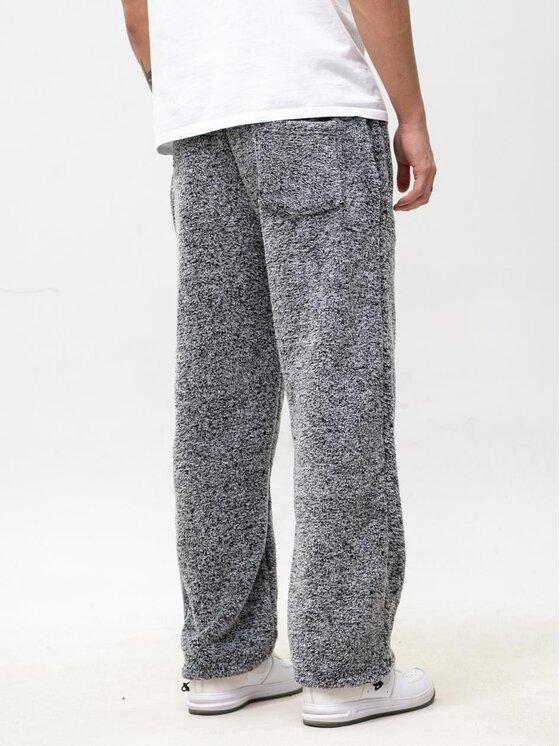Jigga Wear Jigga Wear Spodnie dresowe Szerokie luźne polarowe futerko sherpa 130703 Szary Baggy Fit