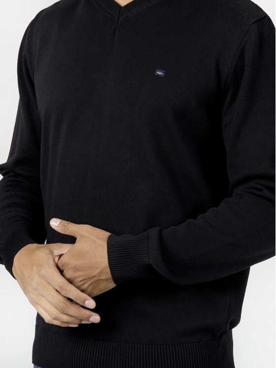 Cross Jeans Cross Jeans Sweter 34157-020 Czarny V-Neck Fit