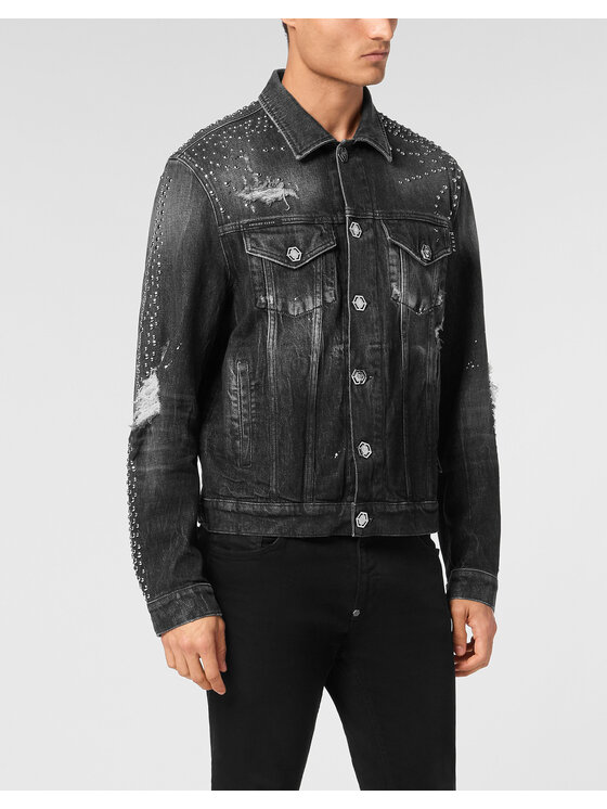 PHILIPP PLEIN PHILIPP PLEIN Džínsová bunda 22541 Sivá Regular Fit