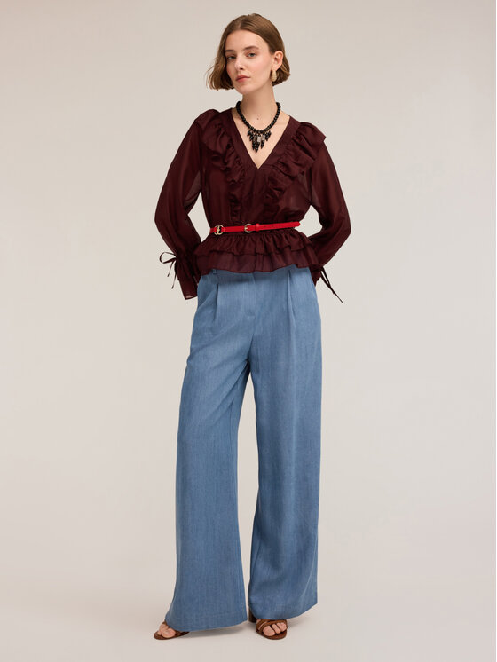 Motivi Motivi Pantaloni di tessuto P049Q004248N004 Turchese Over Fit