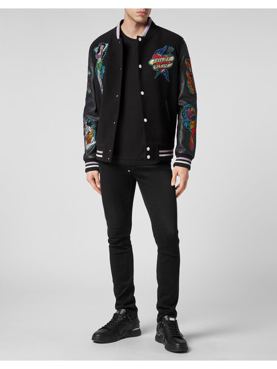 PHILIPP PLEIN PHILIPP PLEIN Kurtka skórzana 3149 Czarny Regular Fit