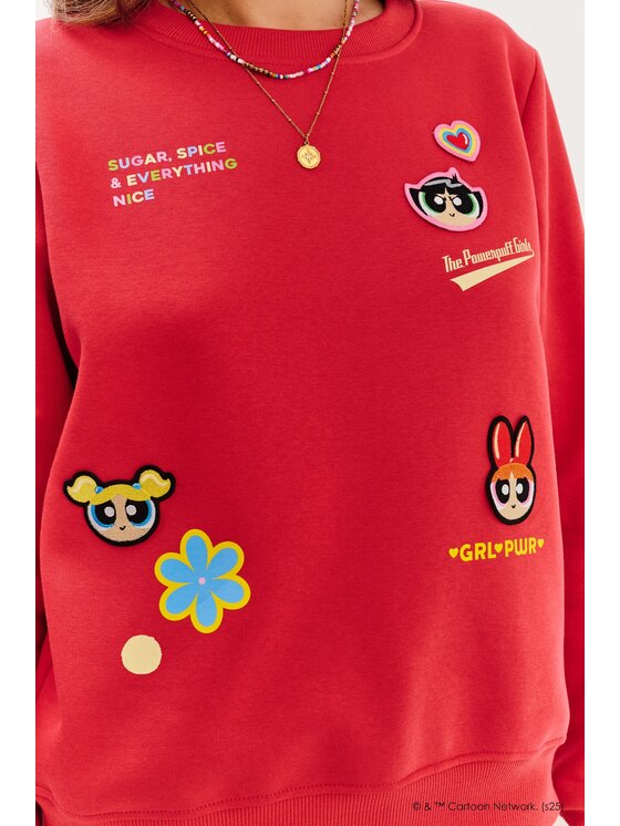 NAOKO NAOKO Mikina Girl Power Červená Regular Fit