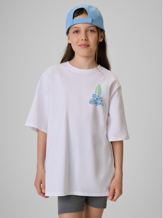 4F 4F T-Shirt SUMMER SPLASH Biały Loose Fit
