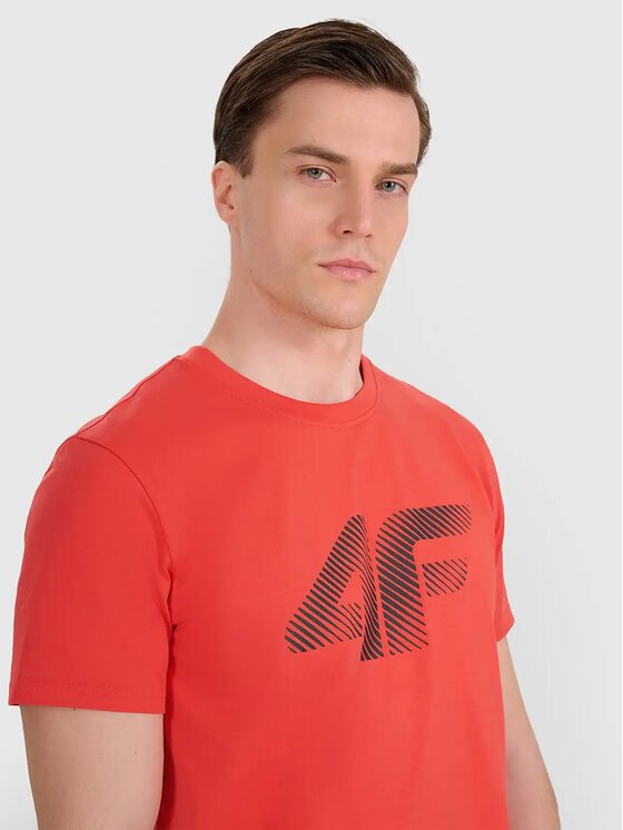 4F 4F T-Shirt 4FWMM00TTSHM2257-062S Czerwony Regular Fit