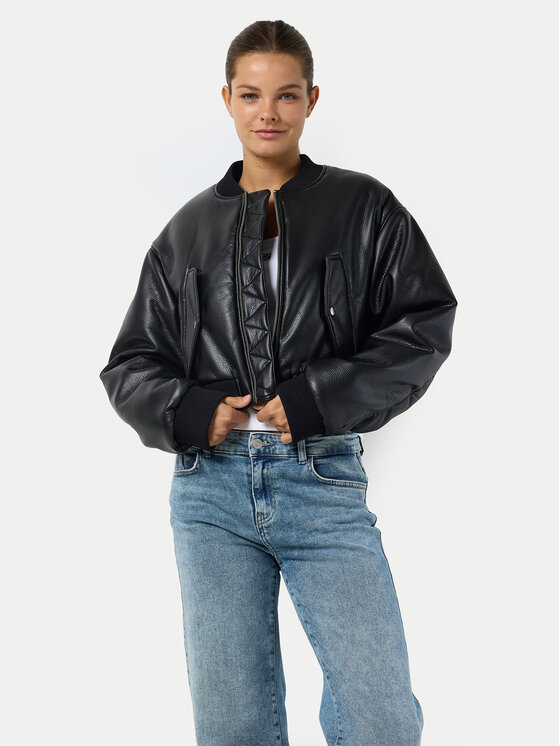 Noisy May Noisy May Geacă din imitație de piele Eileen 27032426 Negru Relaxed Fit