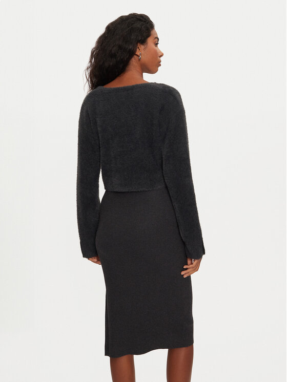 Morgan Morgan Плетена рокля 242-RMONA Сив Slim Fit