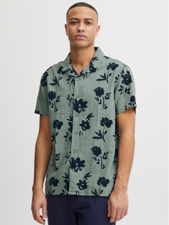 Solid Solid Риза 21107687 Зелен Regular Fit