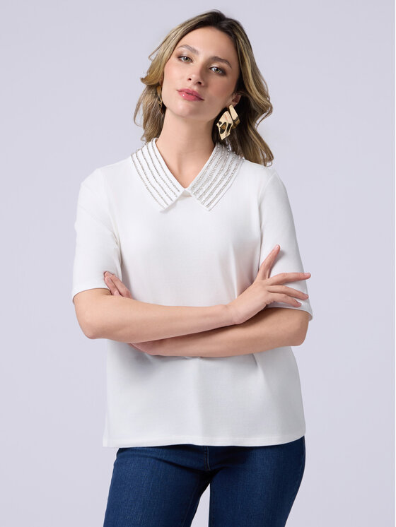 Oltre Oltre T-shirt G359J004136N011 Bianco Slim Fit