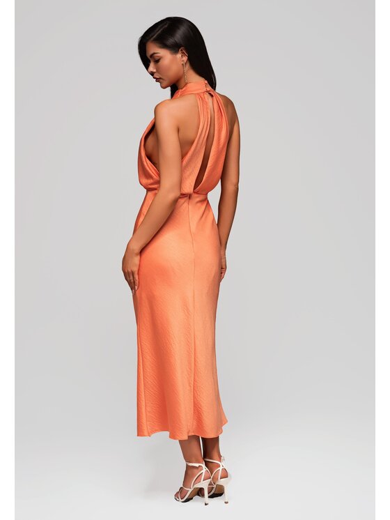 Ombre Ombre Sukienka wieczorowa LA-OM-DLR129 Pomarańczowy Slim Fit
