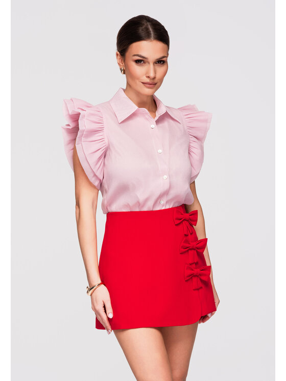 Ombre Ombre Koszula OW-SH-E0037 Różowy Slim Fit