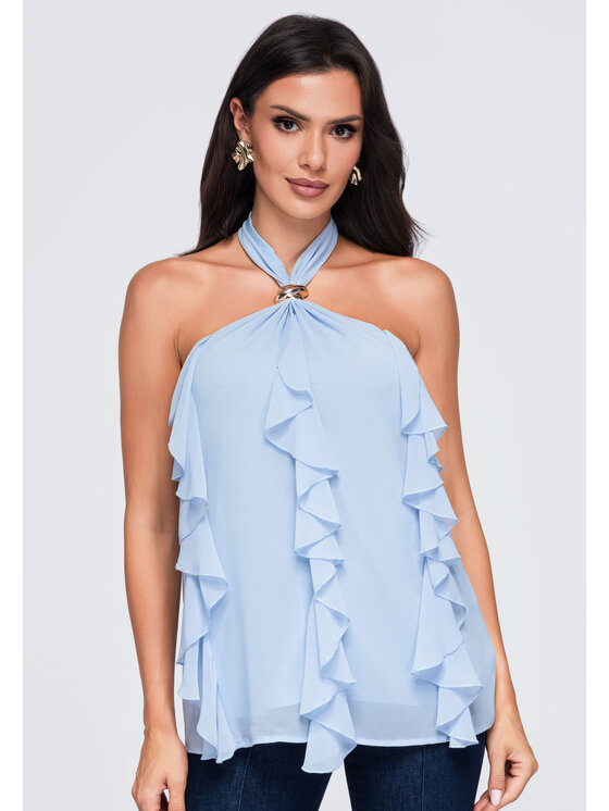 Ombre Ombre Bluzka OW-TS-E0077 Niebieski Loose Fit