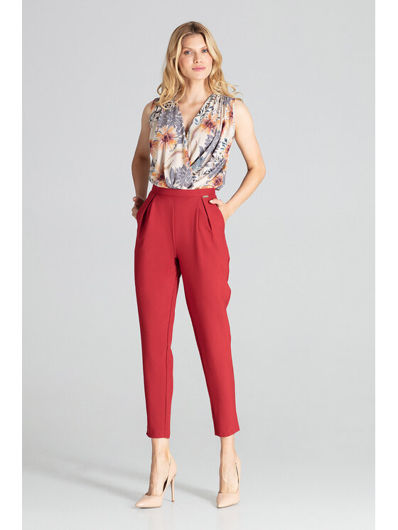 FIGL FIGL Παντελόνι γυναικείο M676 Μπορντό Regular Fit