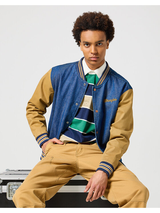 Wrangler Wrangler Giacca di jeans VARSITY JACKET Blu Regular Fit
