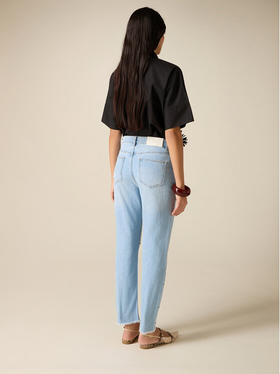 Oltre Oltre Jeans P458R008882N004 Turchese Regular Fit