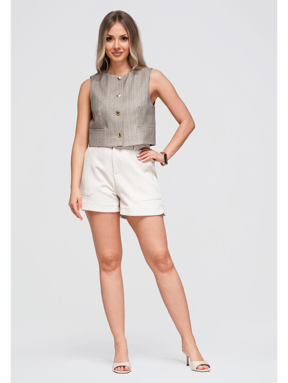 Ombre Ombre Szorty materiałowe OW-ST-E0009 Beżowy Relaxed Fit