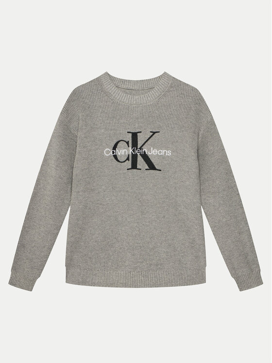 Calvin Klein Jeans Calvin Klein Jeans Sweter Towelling Ck IB0IB02219 Szary Regular Fit