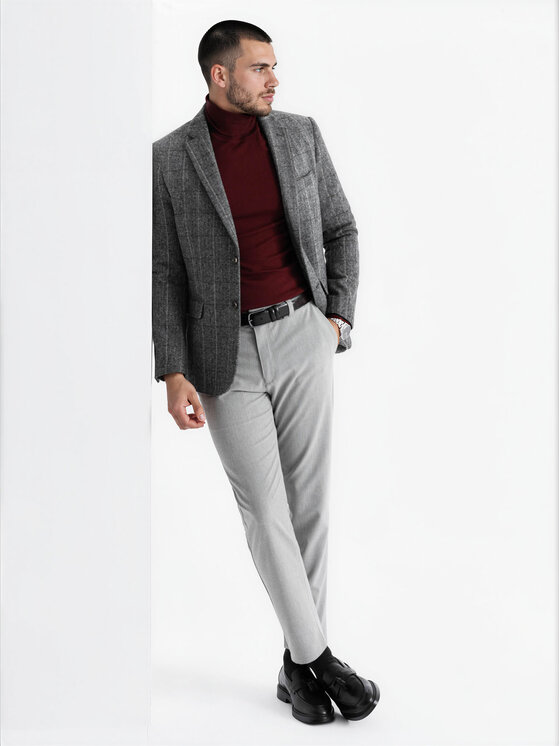 Ombre Ombre Marynarka M166 Szary Regular Fit