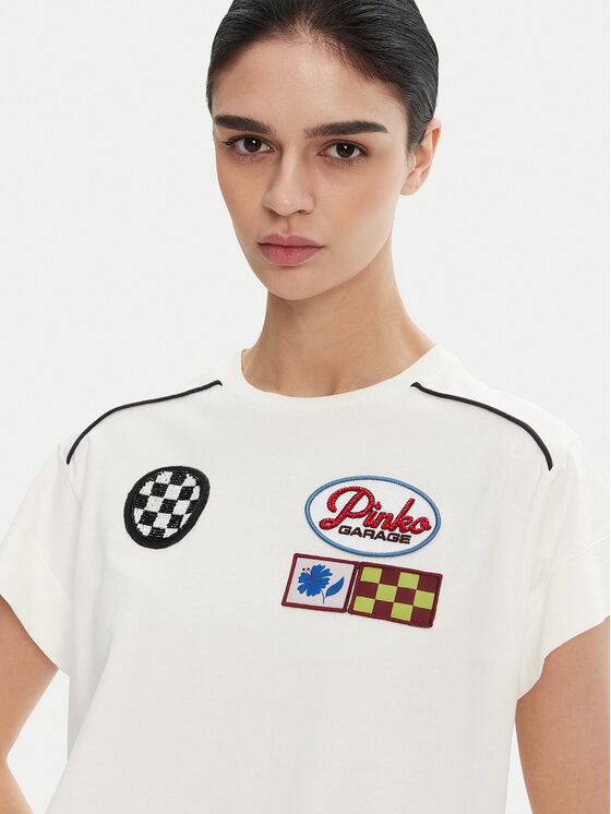 PINKO PINKO T-Shirt 105270 A2ME Bílá Regular Fit