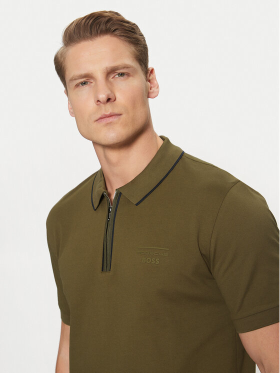 BOSS BOSS Polo majica PORSCHE X PORSCHE 50531463 Khaki Regular Fit