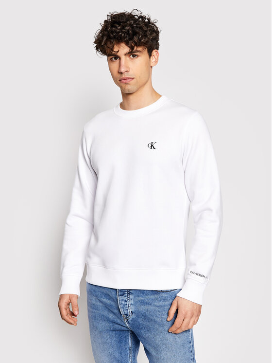 Calvin Klein Jeans Mikina Embroidered Logo J30J314536 Biela Regular Fit