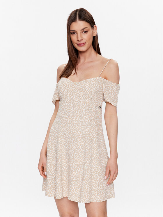 Calvin Klein Jeans Rochie de vară J20J221073 Bej Regular Fit