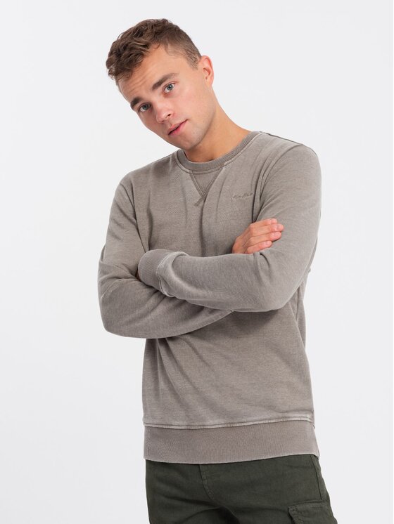 Ombre Ombre Mikina OM-SSDS-0131 Béžová Regular Fit