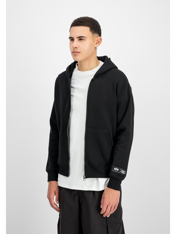 Alpha Industries Alpha Industries Bluza Label Zip Backprint Hoodie Czarny Regular Fit