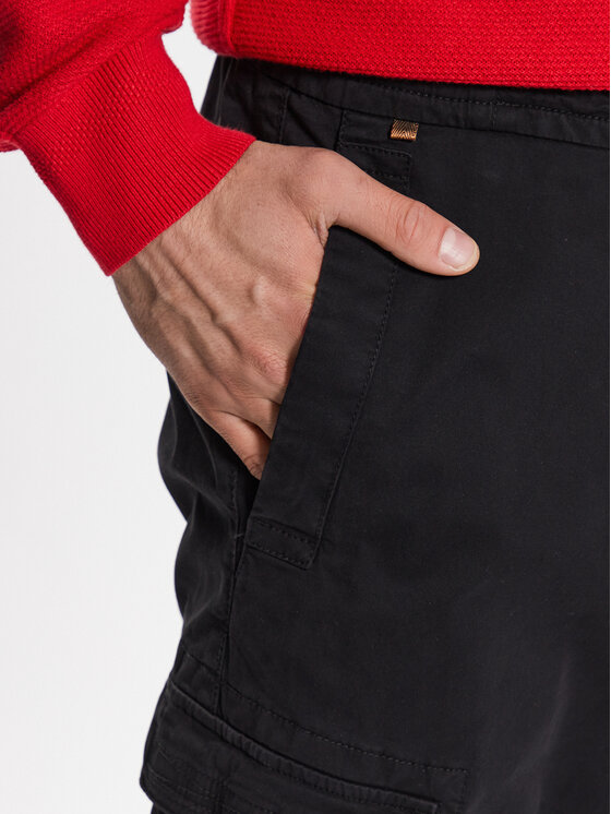 BOSS Pantalon cargo homme en coton ripstop Noir - Vêtements