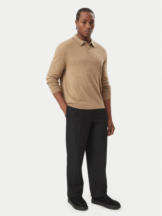 Calvin Klein Calvin Klein Polo LV04LD319G Brązowy jasny Regular Fit