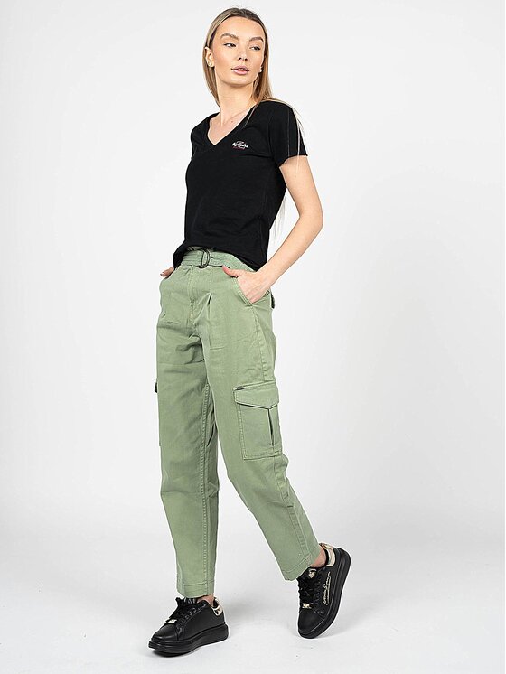 Pepe Jeans Pepe Jeans Kalhoty z materiálu PL2115830 | Aspen Zelená Regular Fit