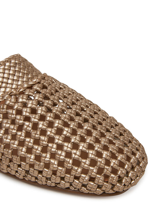 Tommy Hilfiger Tommy Hilfiger Παντόφλες Crochet Metallic Leather Mule FW0FW08606 Χρυσό